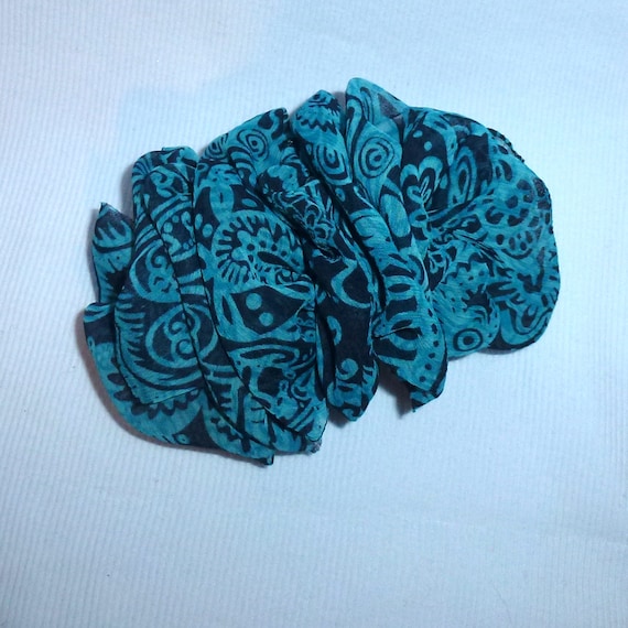 Becky Bows ~ Barrette ribbon Hand crafted over sized BIG hair bow Women or Girls teal blue black