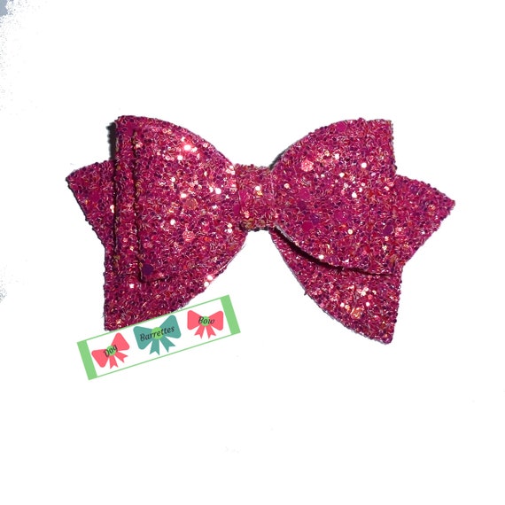 Puppy Bows ~ Pink Raspberry sherbet glitter dog hair bow barrette, collar slide accessory or latex bands (FB563)