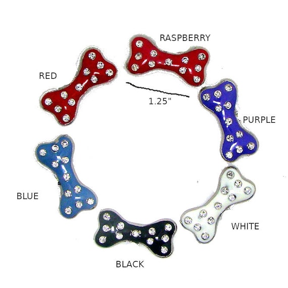 Puppy Bows ~Dog bone pet hair barrette clip bow or collar charm 6 COLORS! ~USA seller