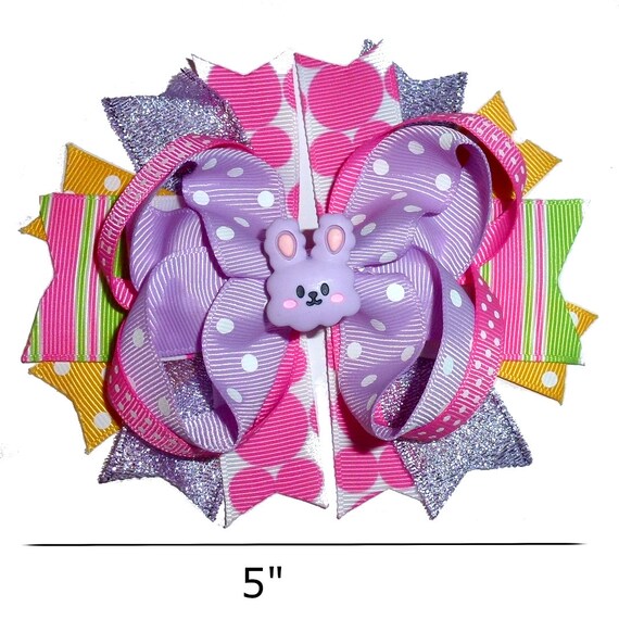 Puppy Bows ~ Easter purple cloud bunny rabbit dog collar slide flower barrette hair accessory  ~USA seller (dc36)