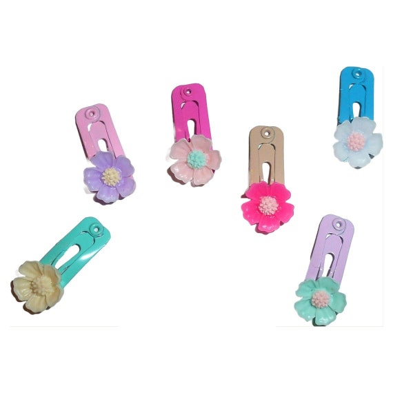 Dog Bow Barrettes tiny 6 daisy jewel snap clips for pet hair topknot (fb475D)