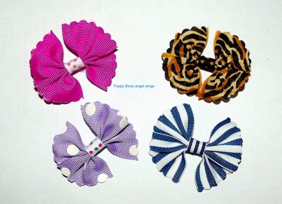 Puppy Bows ~ Angel wings MULTI COLORS dog pet hair bow - USA made and sold