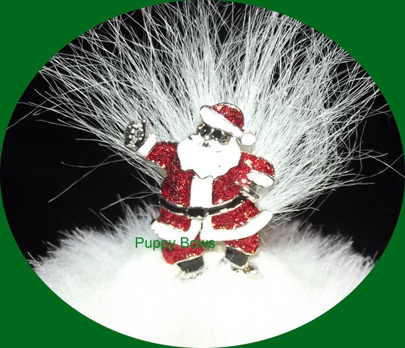 Puppy Bows ~ CLEARANCE SALE Rhinestone santa claus CHRISTMAS tree dog bow pet hair clip barrette