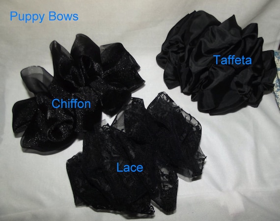 Becky Bows ~ Barrette oversized ladies Scarf BIG hair bow Women or Girls large SOLID BLACK lace taffeta chiffon