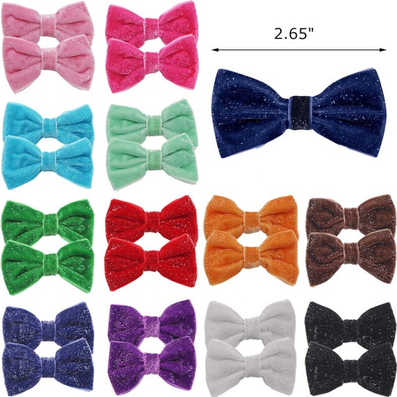 Puppy Bows ~ 1 for 3.50 2 for 5.50  velvet glitter hair bowknot bow bands or barrette  (fb368)