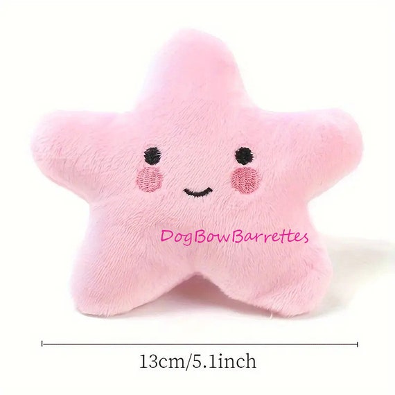 DogBowBarrettes 5" pink star plush stuffed squeaky dog toy  (to12)