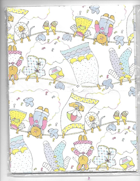 Puppy Bows ~ craft items 2 large sheets baby shower gift wrap American Greetings NIP heavy paper