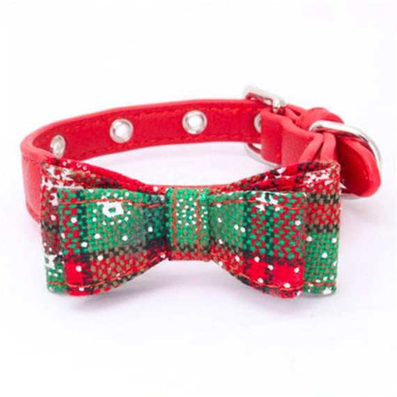 Puppy Dog Bows ~ Christmas bow tie bowknot dog pet collar red green (fb151)