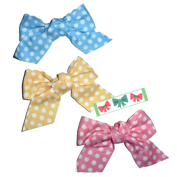 Puppy Bows ~ Big polka dots pink yellow or blue pet dog hair bow barrette, collar slide accessory or latex bands (FB567)