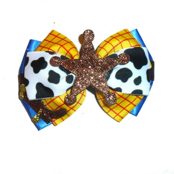 Puppy Bows ~ Woody cowboy story Sheriff badge star bow tie dog collar slide accessory   (DC50)