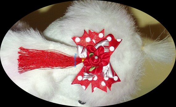 Puppy Bows ~ CLEARANCE SALE 50% OFF 6 color choices Poodle dog ear bows flowers tassels spikey pet hair bow barrettes or bands