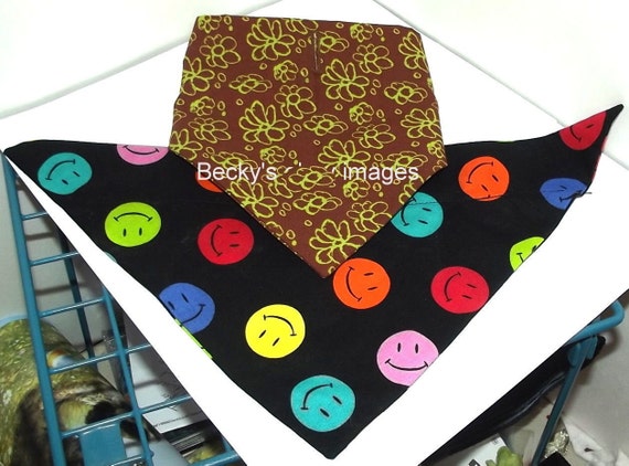 CLEARANCE SALE 50% OFFPuppy Bows~2 over the collar dog pet bandana large green flowers happy face ~US Seller