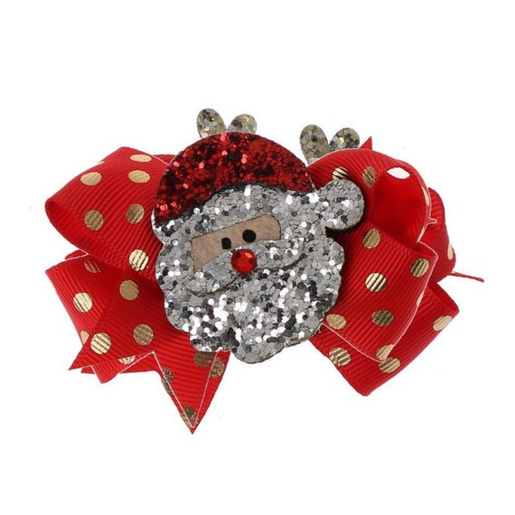 Puppy Bows ~Christmas penguin Santa Claus dog barrette bow hair clips for pets ~USA seller (fb166)