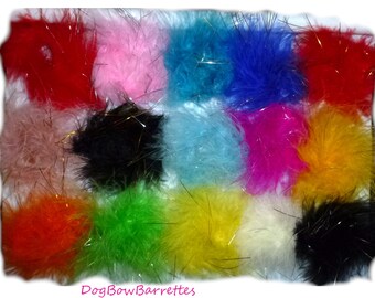 DogBowBarrettes ~ Boa di piume argento oro lurex lucido fiocchi per cani marabù clip per barrette per peli di animali domestici o accessorio per collare