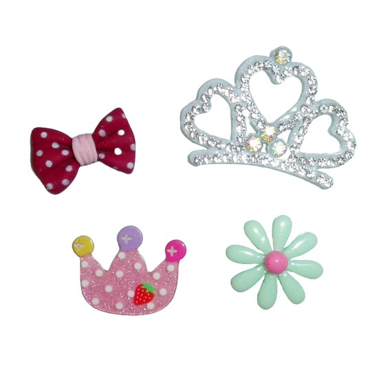 Puppy Dog Bows rhinestone crown set pet hair show bow barrettes or bands (FB188o)