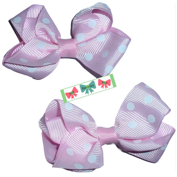 Puppy Bows ~ Big polka dots pink purple teal blue pet dog hair bow barrette, collar slide accessory or latex bands (FB568)