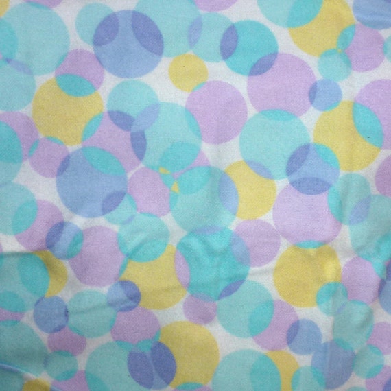 Puppy Bows craft supplies ~ flannel fabric 1 yard purple teal yellow bubbles polka dots