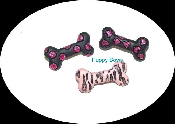 Puppy Bows ~ girls barrette pink black bone Yorkie topknot dog bow pet hair clip