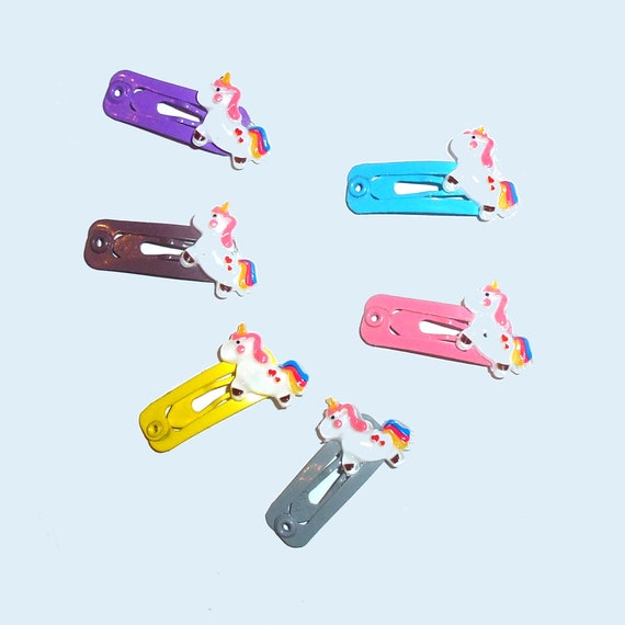 Dog Bow Barrettes tiny 6 unicorn jewel snap clips for pet hair topknot (fb229d)