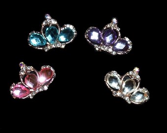 Noeuds pour chiots ~ TINY 2,5 cm couronne de cristaux strass arc pour chien barrette chignon rose ou violet (fb277)