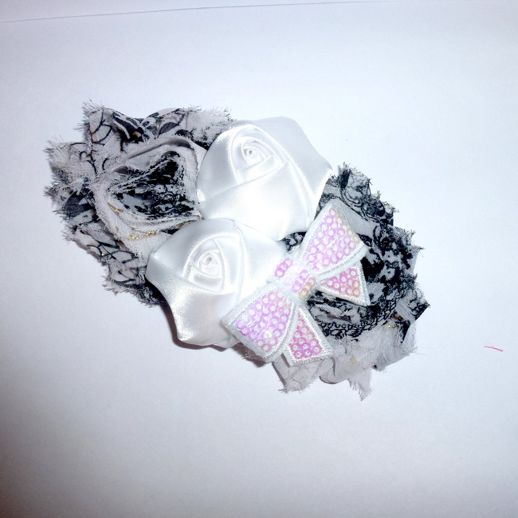 Puppy Bows Dog collar slide bow large dog hair bows black white