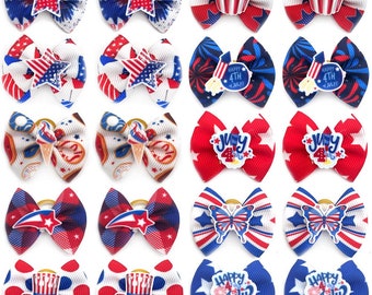 July 4th patriotic American independence Flag day everyday dog groomers grooming pet hair bows (rc4)