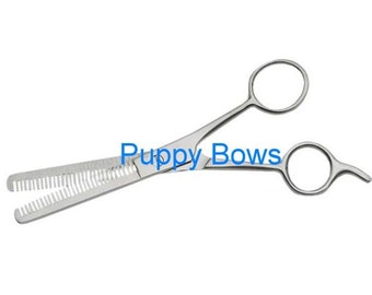 Puppy Bows ~ Hundepflege zweischneidige Effilierschere Edelstahl leicht mattiert Entfernung Schere ~ USA Verkäufer