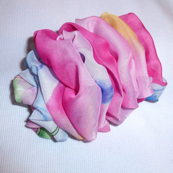 Becky Bows ~ Barrette scarf Hand crafted oversized BIG hair bow Women or Girls pink blue