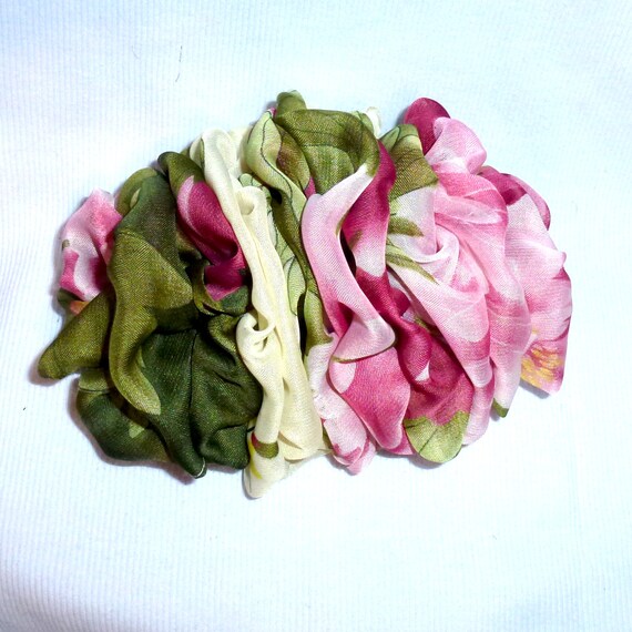 Becky Bows ~ Barrette chiffon Hand crafted over sized BIG hair bow Women or Girls green pink