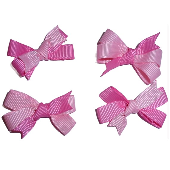 Set of 4 tie bows 2 pairs pink for girls  dog bow pet hair bow (FB2F)