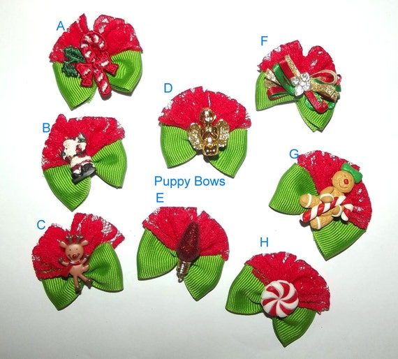 Assorted Christmas dog bows for Yorkies, Maltese and Shih Tzu