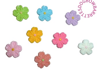 Puppy Dog Bows ~ Cute tiny sakura flowers plastic puppy clips pet hair bow barrettes or bands (fb414c)
