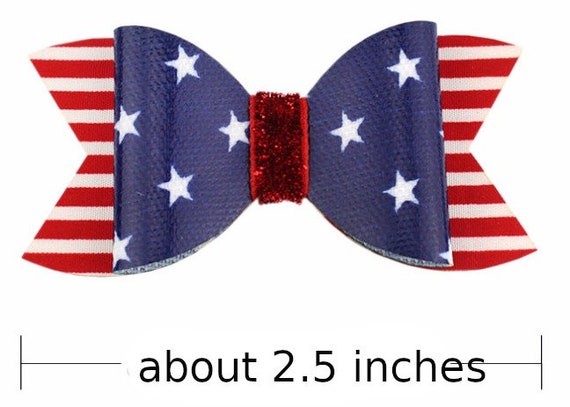 Puppy Dog Bows ~ 4th of July red white striped blue stars patriotic pet hair bow barrettes or bands (fb129)