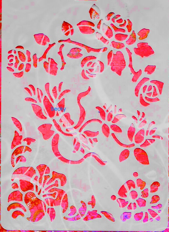 Puppy Bows ~ Craft stencil ROSES TULIPS FLOWERS trim scrapbook wall art home decor