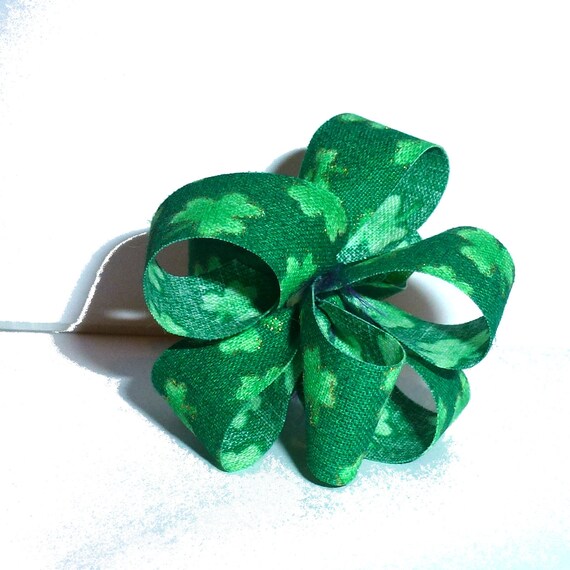 Puppy Bows ~ St. Patrick's day gold shamrocks green dog party puffs pet hair bow (fb49)