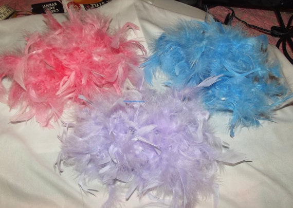 Becky Bows ~ Hand crafted BIG hair bow Women or Girls giant maribou feather boa blue purple pink