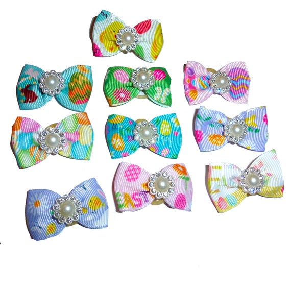 10 to 100 your choice everyday dog grooming Easter bows latex bands (fb262)