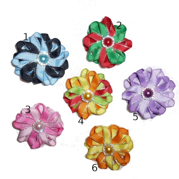 Puppy bows FUNWHEELS dog collar slide pinwheel  6 color choices  barrette or bands pet dog bow (fb65)