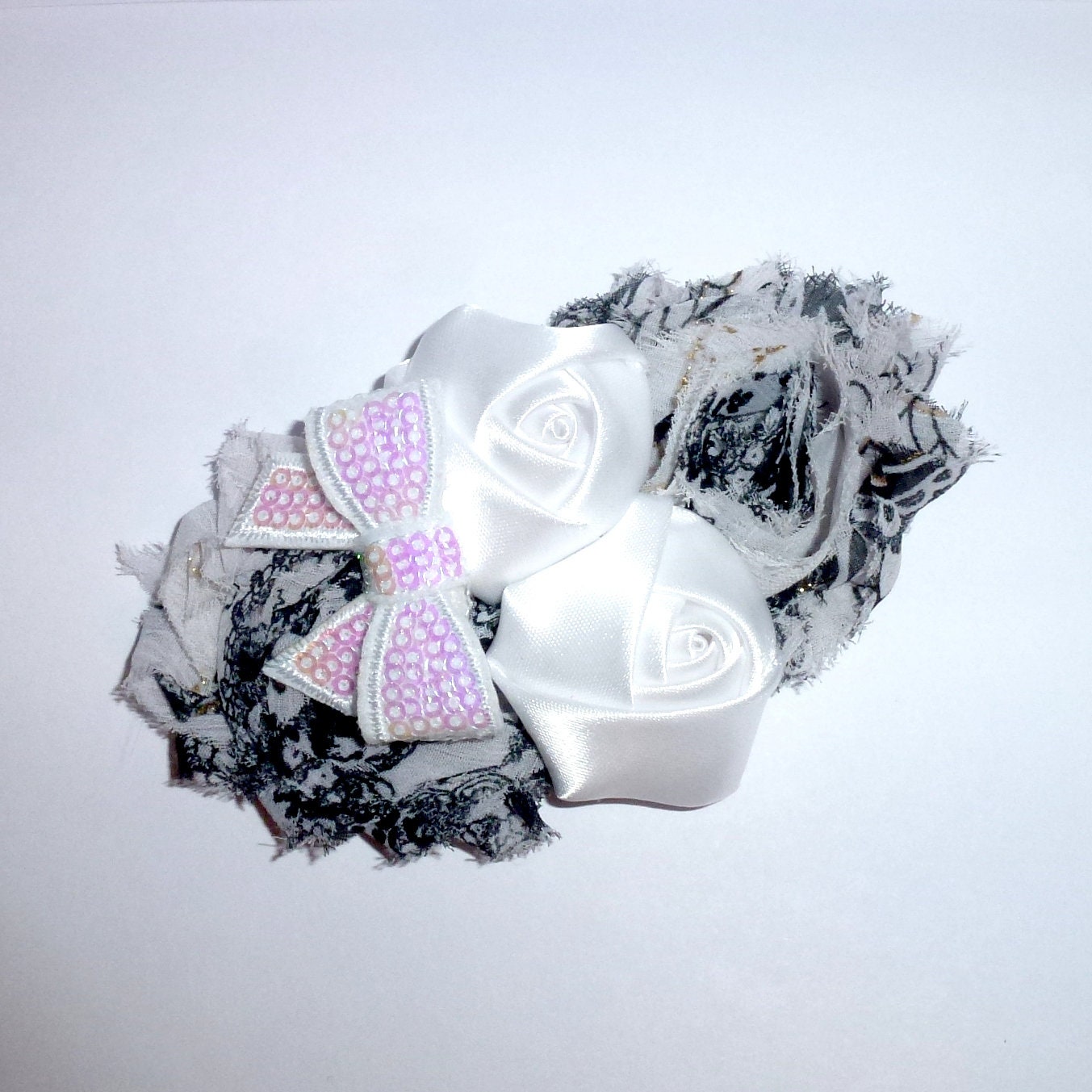 Puppy Bows Dog collar slide bow large dog hair bows black white