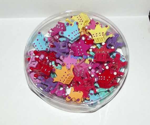 Posh Puppy Dog Bows ~ Multi color TINY pet hair jaw clip CROWN only 1/2" wide! Maltese barrette