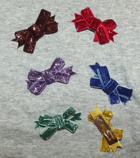 Puppy Bows ~ dog hair SMALL pet snap clips GLITTER topknots (fb48)