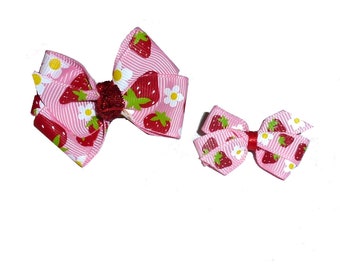 Puppy Bows ~ Strawberryfields perro arcos rosa rojo mascota pelo arco (fb416)