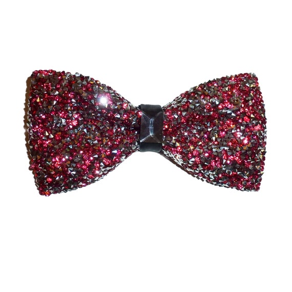 Dog Bow tie chunky pink rhinestone 5" bowtie dog collar slide  accessories (DC21)