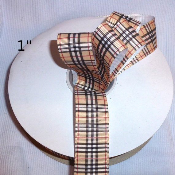 Puppy Bows ~ ribbon craft supplies 1", 5/8", 3/8" red blue pink brown Scottish berry plaid grosgrain ribbon buy per yard