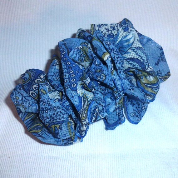 Becky Bows ~ Barrette ribbon Hand crafted over sized BIG hair bow Women or Girls blue floral