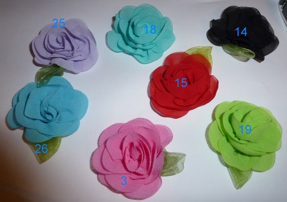 Puppy Dog Bows ~ Sweet fluffy colored rose flowers boy or girl pet hair bow barrettes or bands (fb41)