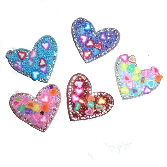 Puppy Bows ~ Fun conversation glitter hearts padded dog barrette or bands  pet hair bow  - (fb2)