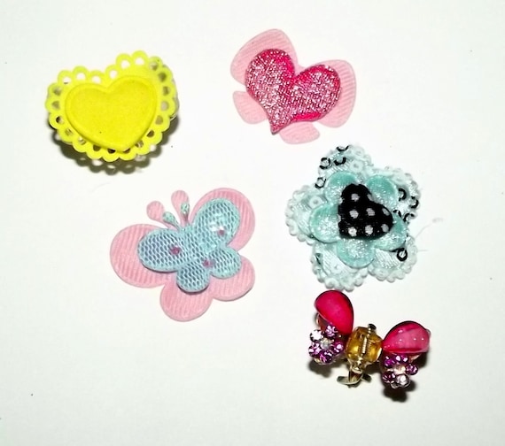 Puppy Bows ~Set of 5 small jaw clip barrette for dog hair PINK ~USA seller