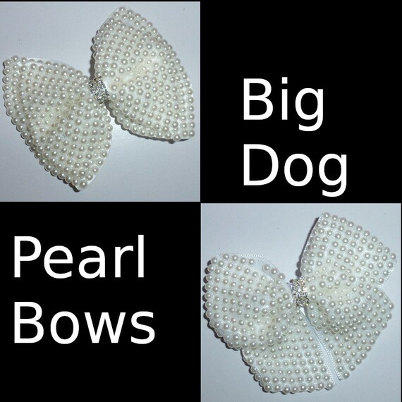 Puppy Bows ~Standard Poodle Golden Retriever big dog 3.5" pearl dog pet hair bowknot bow bands or barrette (fb115)~USA seller