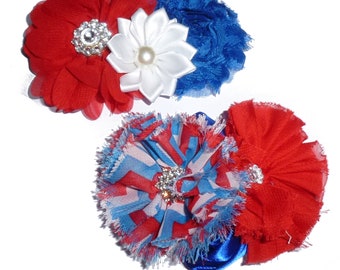 Puppy Bows ~ Large dog bow 4th of July patriotic red/white/blue dog collar slide accessory  ~USA seller (DC7)